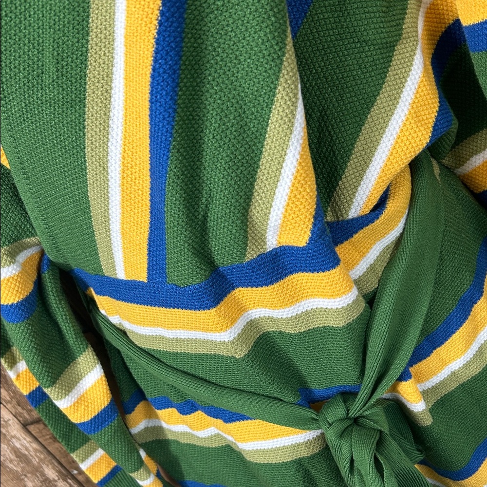 Striped belted Wrap mini Dress - Picture 9 of 16